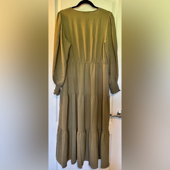 Kate Kasin Elegant Olive Green Maxi Dress Sz L NWT - Picture 4 of 6